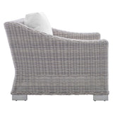 Harlow Sunbrella® Outdoor Patio Wicker Rattan Armchair in Light Gray White