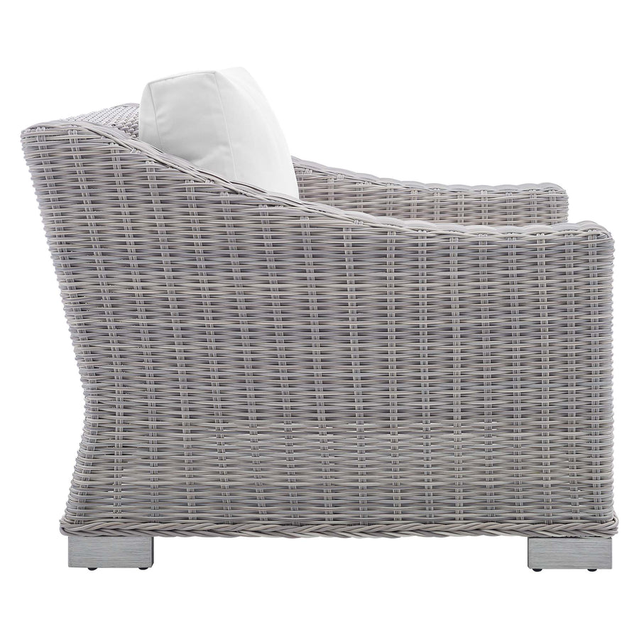 Harlow Sunbrella® Outdoor Patio Wicker Rattan Armchair in Light Gray White