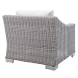 Harlow Sunbrella® Outdoor Patio Wicker Rattan Armchair in Light Gray White