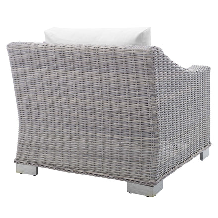 Conway Sunbrella® Outdoor Patio Wicker Rattan Armchair in Light Gray White