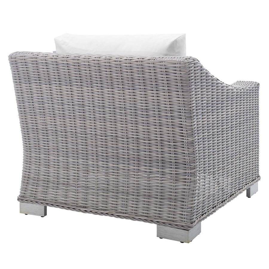 Harlow Sunbrella® Outdoor Patio Wicker Rattan Armchair in Light Gray White