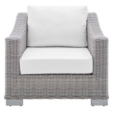 Harlow Sunbrella® Outdoor Patio Wicker Rattan Armchair in Light Gray White