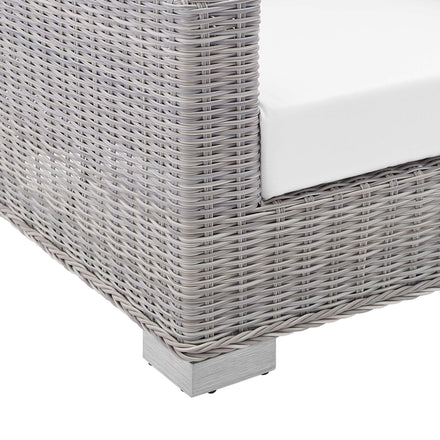 Conway Sunbrella® Outdoor Patio Wicker Rattan Armchair in Light Gray White