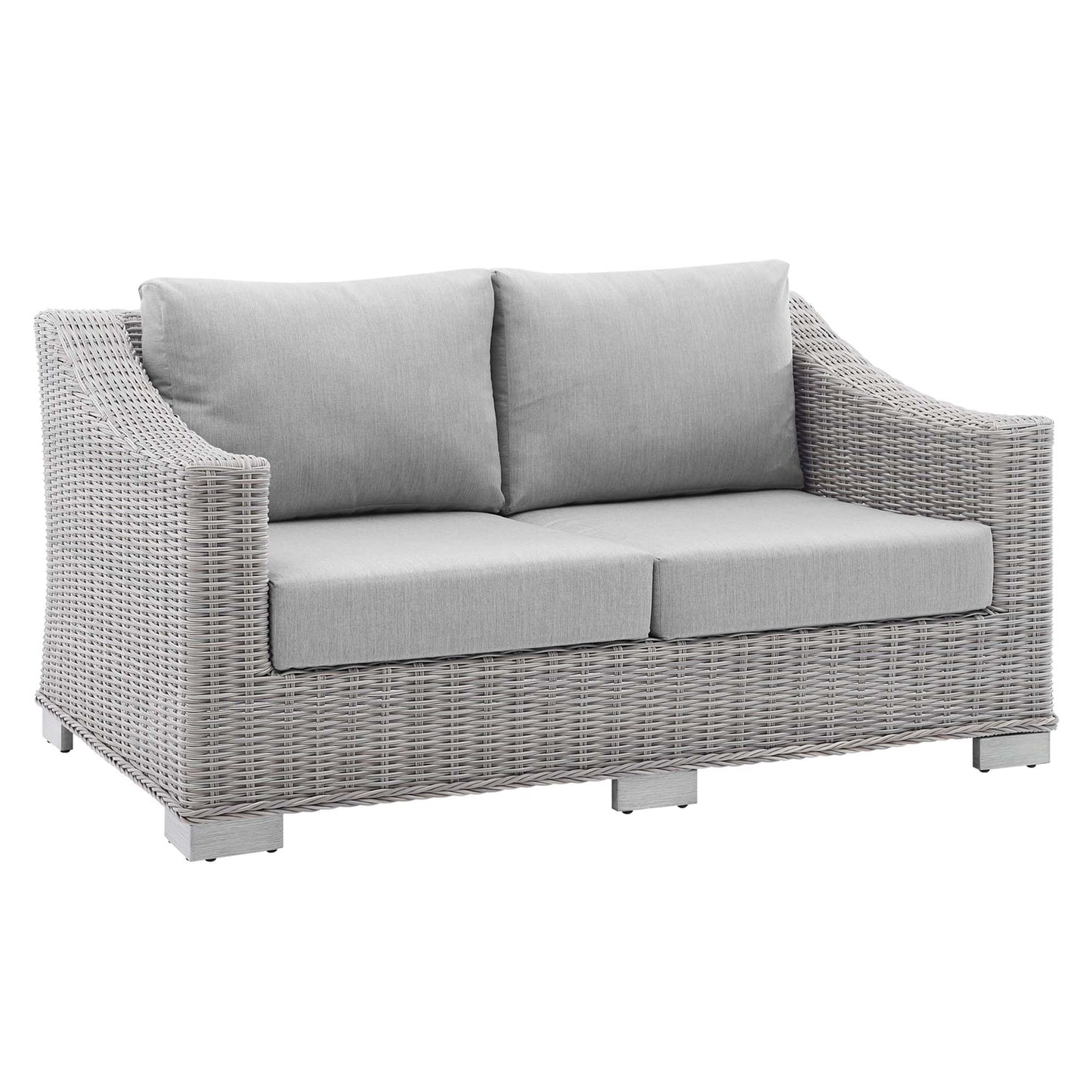Harlow Sunbrella® Outdoor Patio Wicker Rattan Loveseat in Light Gray Gray