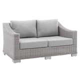 Harlow Sunbrella® Outdoor Patio Wicker Rattan Loveseat in Light Gray Gray