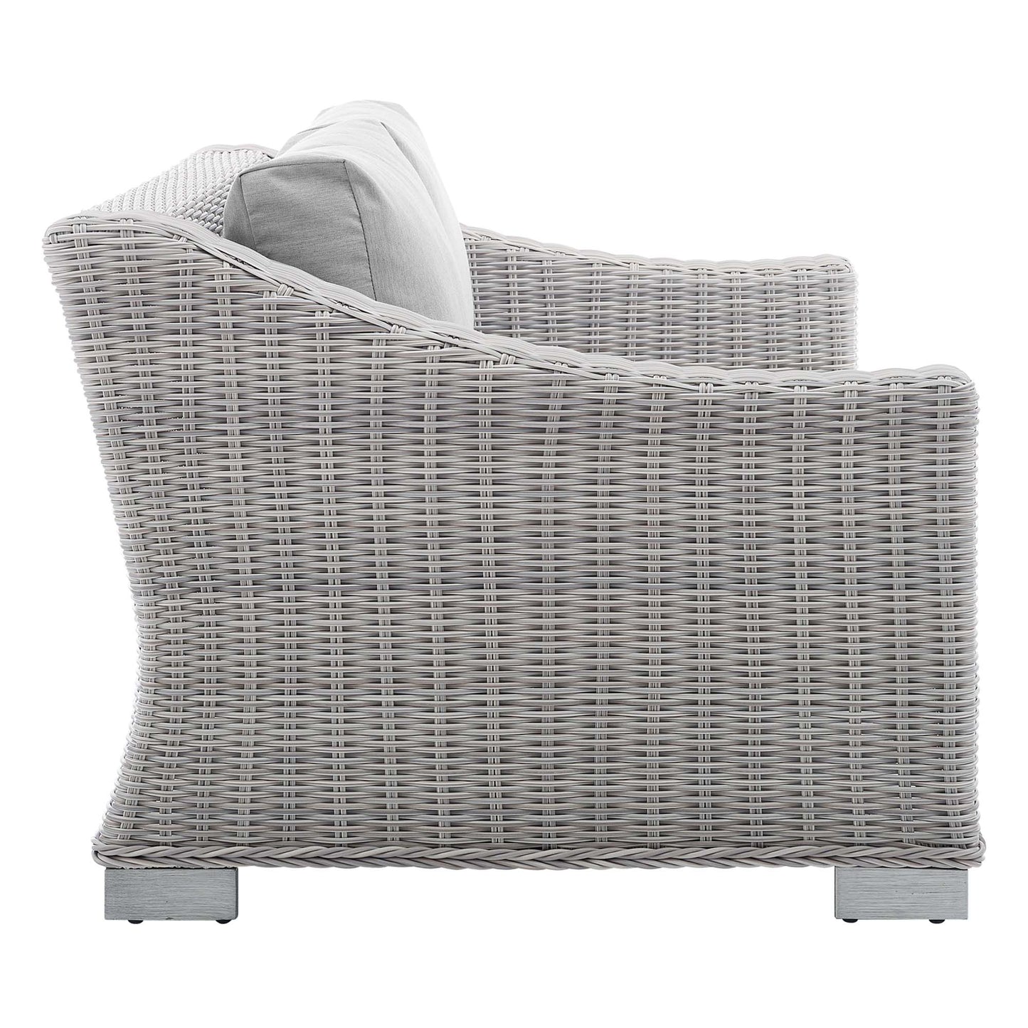 Harlow Sunbrella® Outdoor Patio Wicker Rattan Loveseat in Light Gray Gray