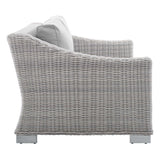 Harlow Sunbrella® Outdoor Patio Wicker Rattan Loveseat in Light Gray Gray