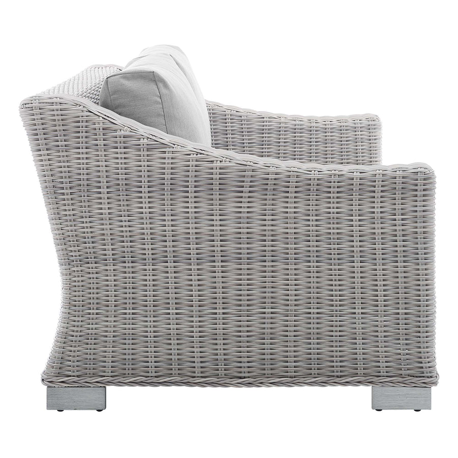 Harlow Sunbrella® Outdoor Patio Wicker Rattan Loveseat in Light Gray Gray