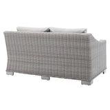 Harlow Sunbrella® Outdoor Patio Wicker Rattan Loveseat in Light Gray Gray