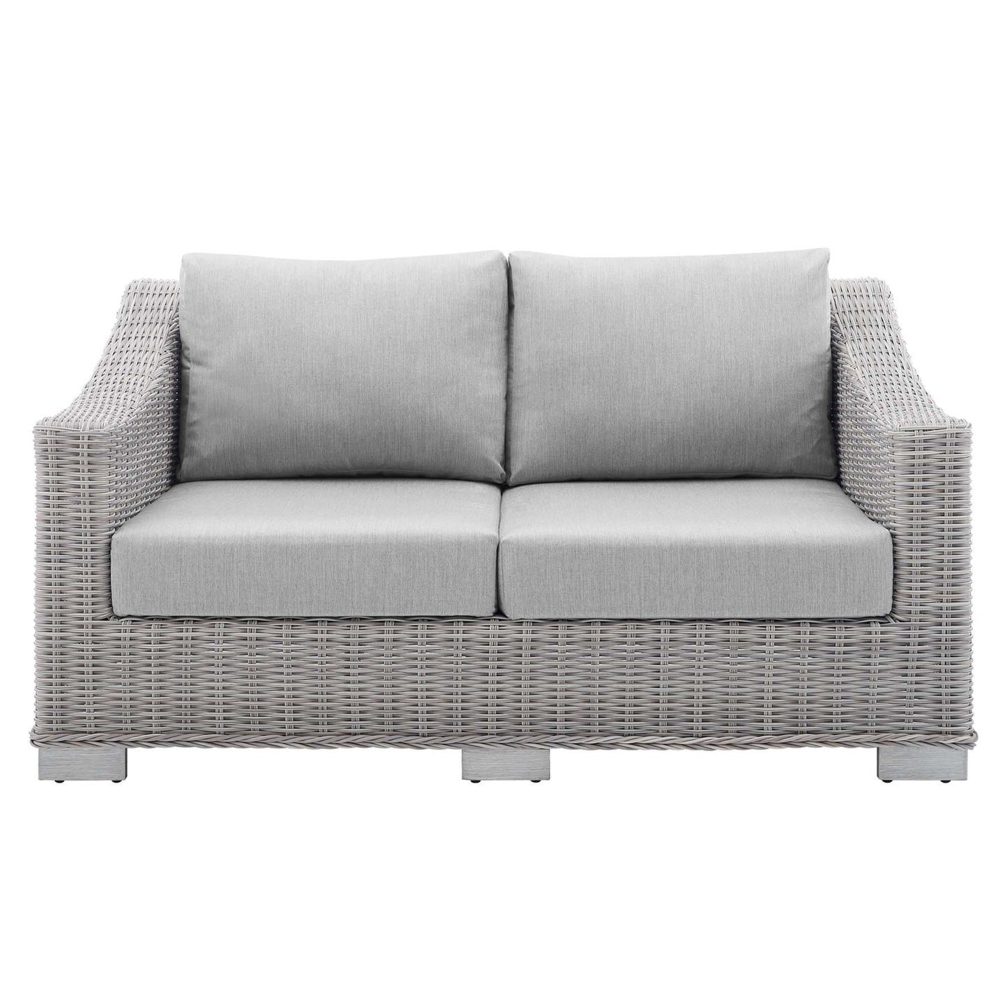 Harlow Sunbrella® Outdoor Patio Wicker Rattan Loveseat in Light Gray Gray