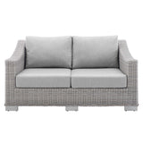 Harlow Sunbrella® Outdoor Patio Wicker Rattan Loveseat in Light Gray Gray