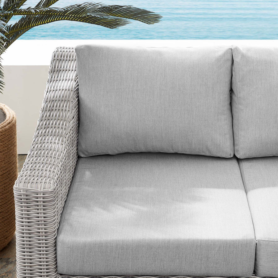 Harlow Sunbrella® Outdoor Patio Wicker Rattan Loveseat in Light Gray Gray