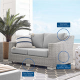 Harlow Sunbrella® Outdoor Patio Wicker Rattan Loveseat in Light Gray Gray