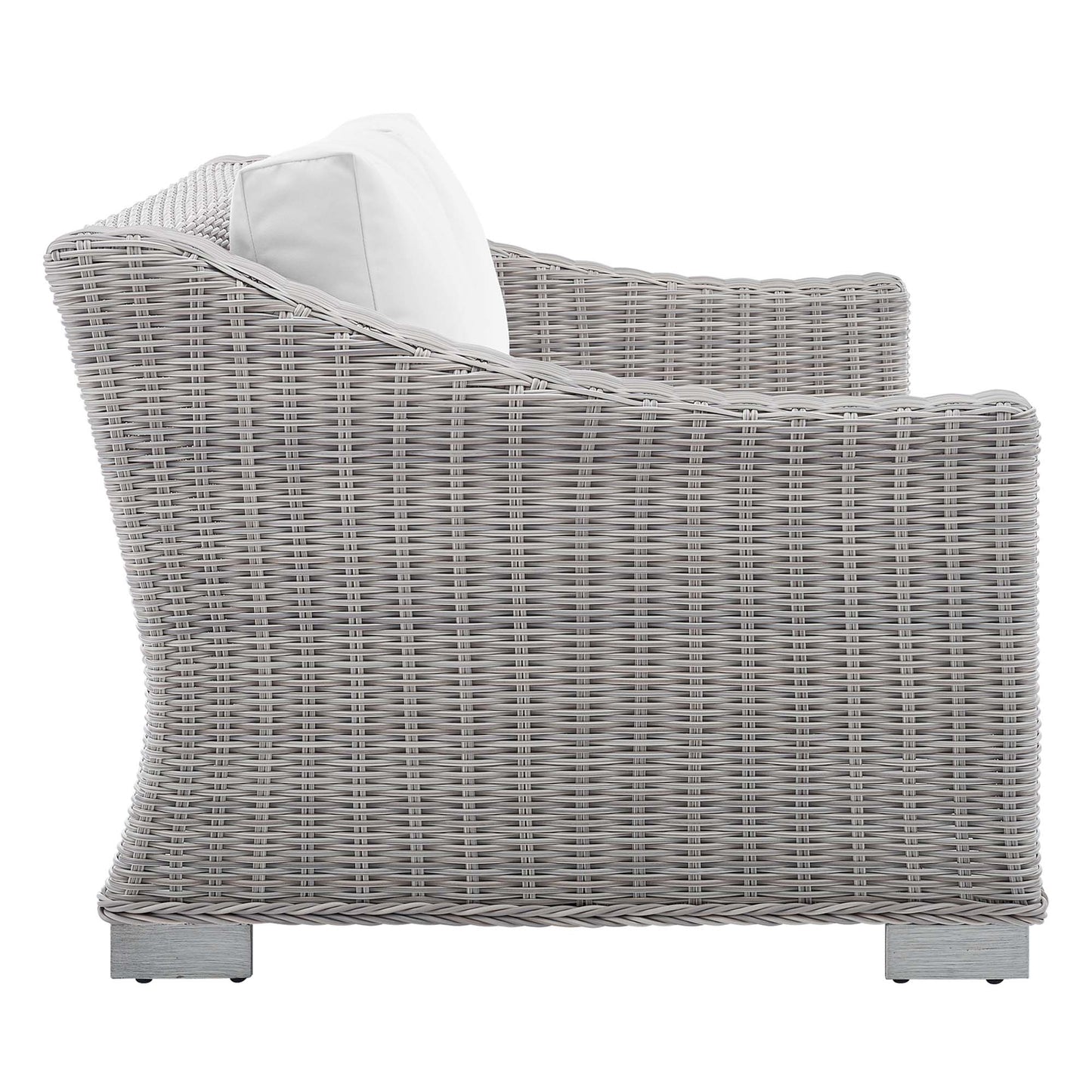 Harlow Sunbrella® Outdoor Patio Wicker Rattan Loveseat in Light Gray White