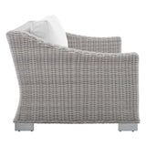 Harlow Sunbrella® Outdoor Patio Wicker Rattan Loveseat in Light Gray White