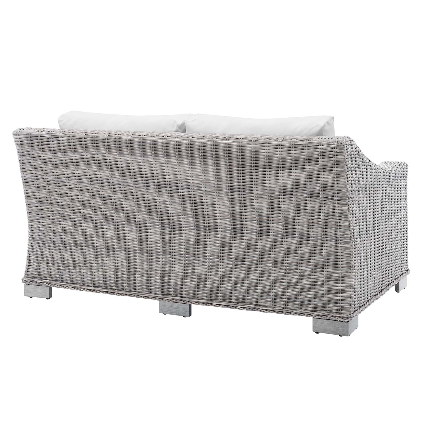Harlow Sunbrella® Outdoor Patio Wicker Rattan Loveseat in Light Gray White