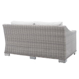 Harlow Sunbrella® Outdoor Patio Wicker Rattan Loveseat in Light Gray White