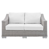 Harlow Sunbrella® Outdoor Patio Wicker Rattan Loveseat in Light Gray White