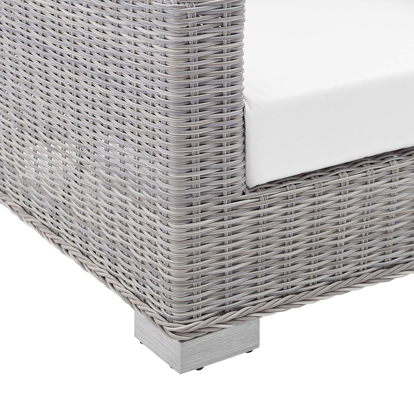 Harlow Sunbrella® Outdoor Patio Wicker Rattan Loveseat in Light Gray White
