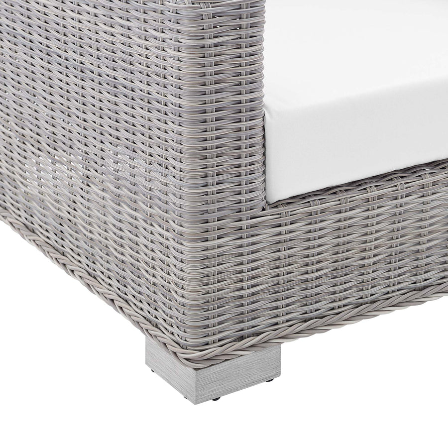 Harlow Sunbrella® Outdoor Patio Wicker Rattan Loveseat in Light Gray White