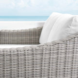 Harlow Sunbrella® Outdoor Patio Wicker Rattan Loveseat in Light Gray White