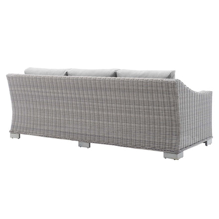 Conway Sunbrella® Outdoor Patio Wicker Rattan Sofa in Light Gray Gray