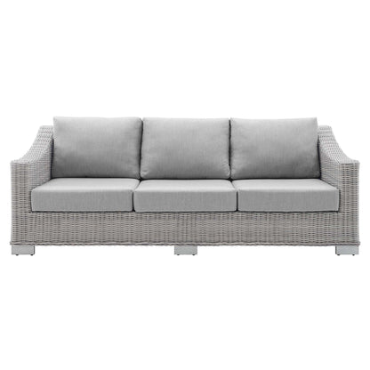 Conway SunbrellaÂ® Outdoor Patio Wicker Rattan Sofa by Furniture For America