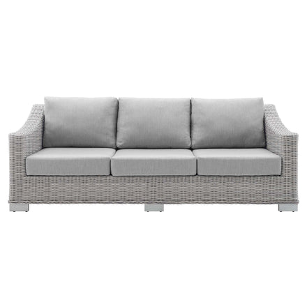 Conway Sunbrella® Outdoor Patio Wicker Rattan Sofa in Light Gray Gray