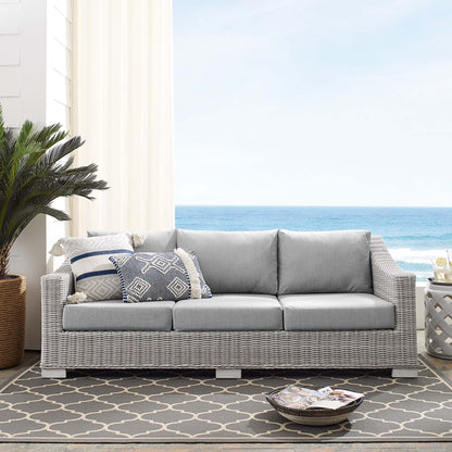 Conway SunbrellaÂ® Outdoor Patio Wicker Rattan Sofa by Furniture For America