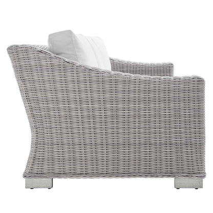 Conway SunbrellaÂ® Outdoor Patio Wicker Rattan Sofa by Furniture For America