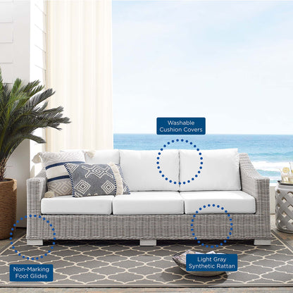 Conway SunbrellaÂ® Outdoor Patio Wicker Rattan Sofa by Furniture For America