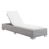 Harlow Sunbrella® Outdoor Patio Wicker Rattan Chaise Lounge in Light Gray White