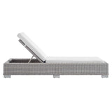 Harlow Sunbrella® Outdoor Patio Wicker Rattan Chaise Lounge in Light Gray White