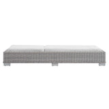 Harlow Sunbrella® Outdoor Patio Wicker Rattan Chaise Lounge in Light Gray White