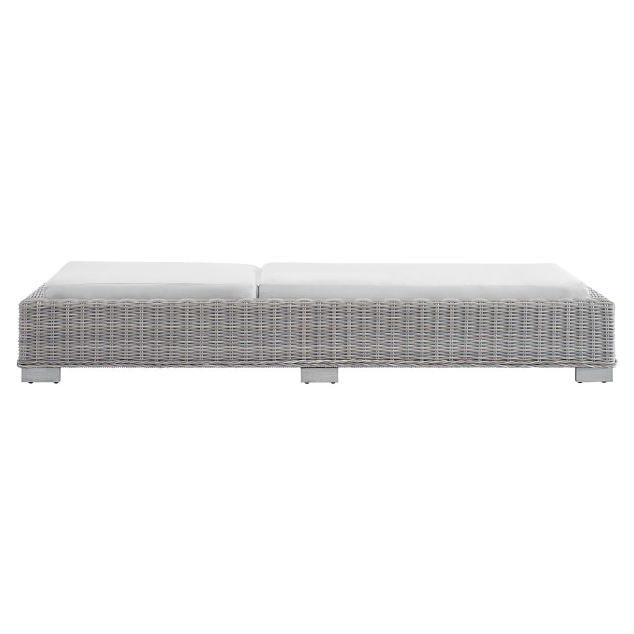 Harlow Sunbrella® Outdoor Patio Wicker Rattan Chaise Lounge in Light Gray White