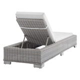 Harlow Sunbrella® Outdoor Patio Wicker Rattan Chaise Lounge in Light Gray White