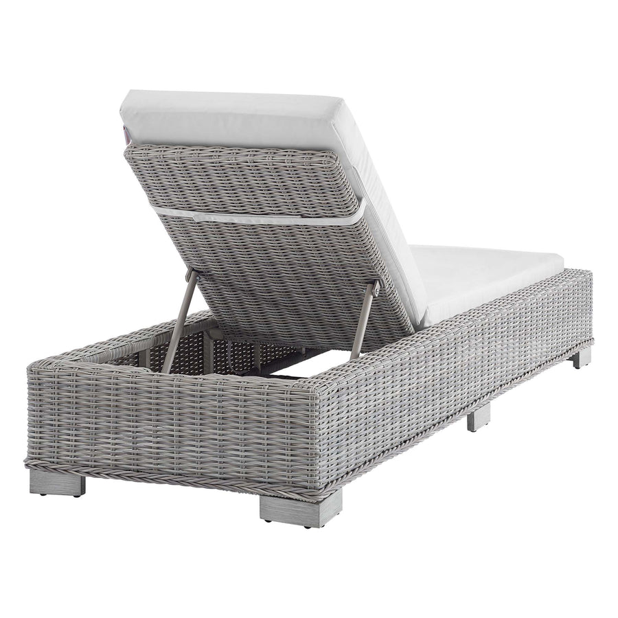 Harlow Sunbrella® Outdoor Patio Wicker Rattan Chaise Lounge in Light Gray White