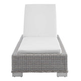 Harlow Sunbrella® Outdoor Patio Wicker Rattan Chaise Lounge in Light Gray White
