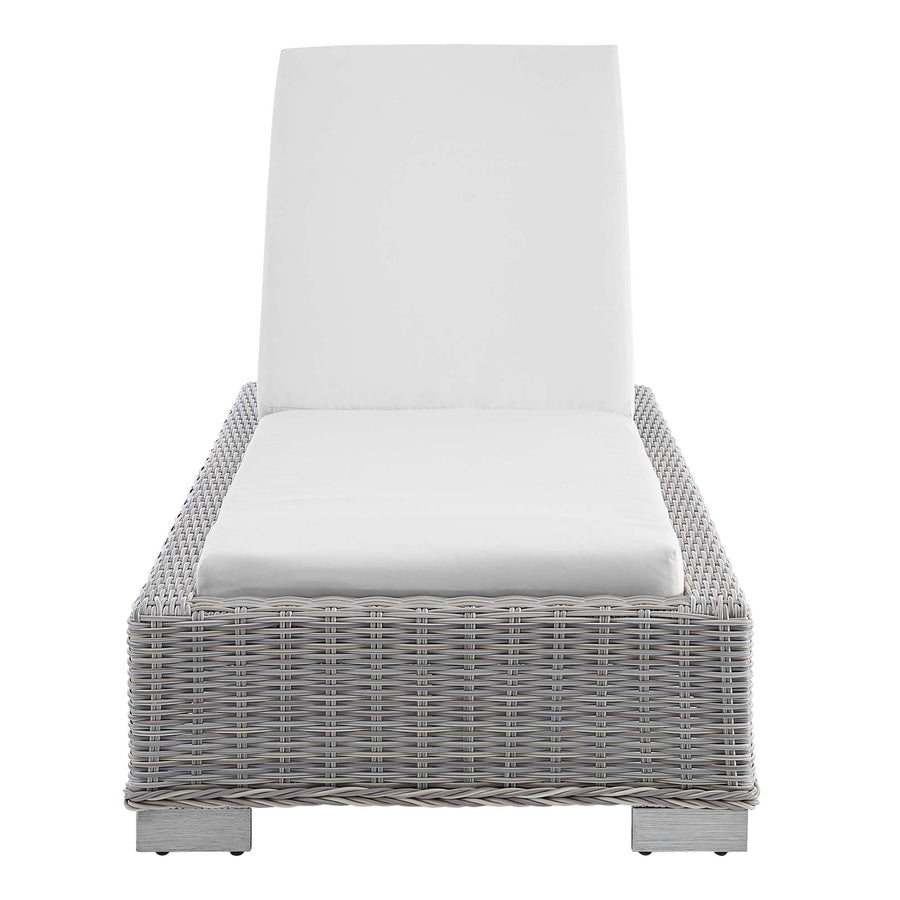 Harlow Sunbrella® Outdoor Patio Wicker Rattan Chaise Lounge in Light Gray White