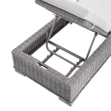 Harlow Sunbrella® Outdoor Patio Wicker Rattan Chaise Lounge in Light Gray White