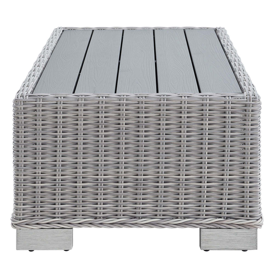 Harlow 32" Outdoor Patio Wicker Rattan Coffee Table in Light Gray