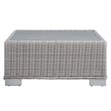 Harlow 32" Outdoor Patio Wicker Rattan Coffee Table in Light Gray