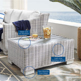 Harlow 32" Outdoor Patio Wicker Rattan Coffee Table in Light Gray