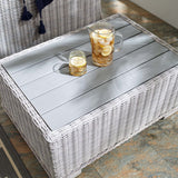 Harlow 32" Outdoor Patio Wicker Rattan Coffee Table in Light Gray