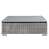 Harlow 45" Outdoor Patio Wicker Rattan Coffee Table in Light Gray