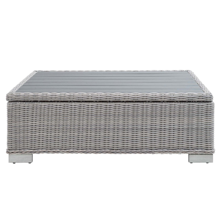 Harlow 45" Outdoor Patio Wicker Rattan Coffee Table in Light Gray