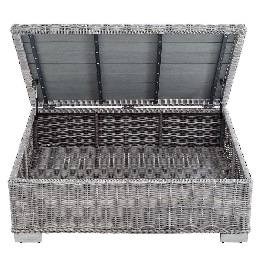 Harlow 45" Outdoor Patio Wicker Rattan Coffee Table in Light Gray