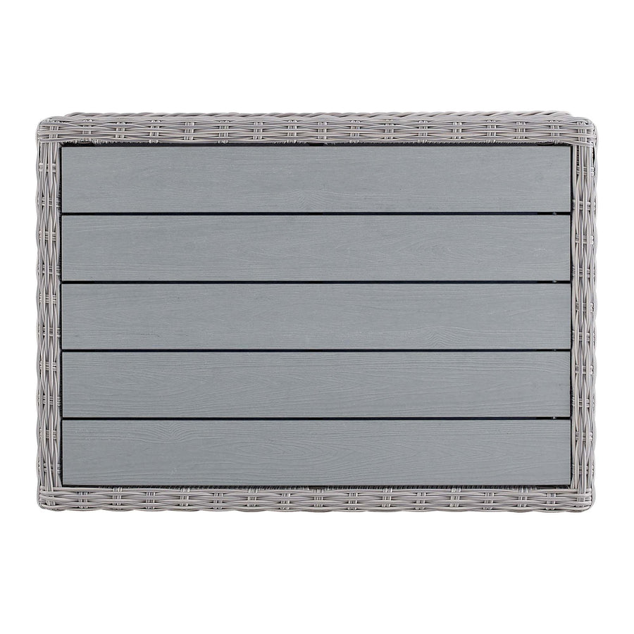 Harlow 45" Outdoor Patio Wicker Rattan Coffee Table in Light Gray
