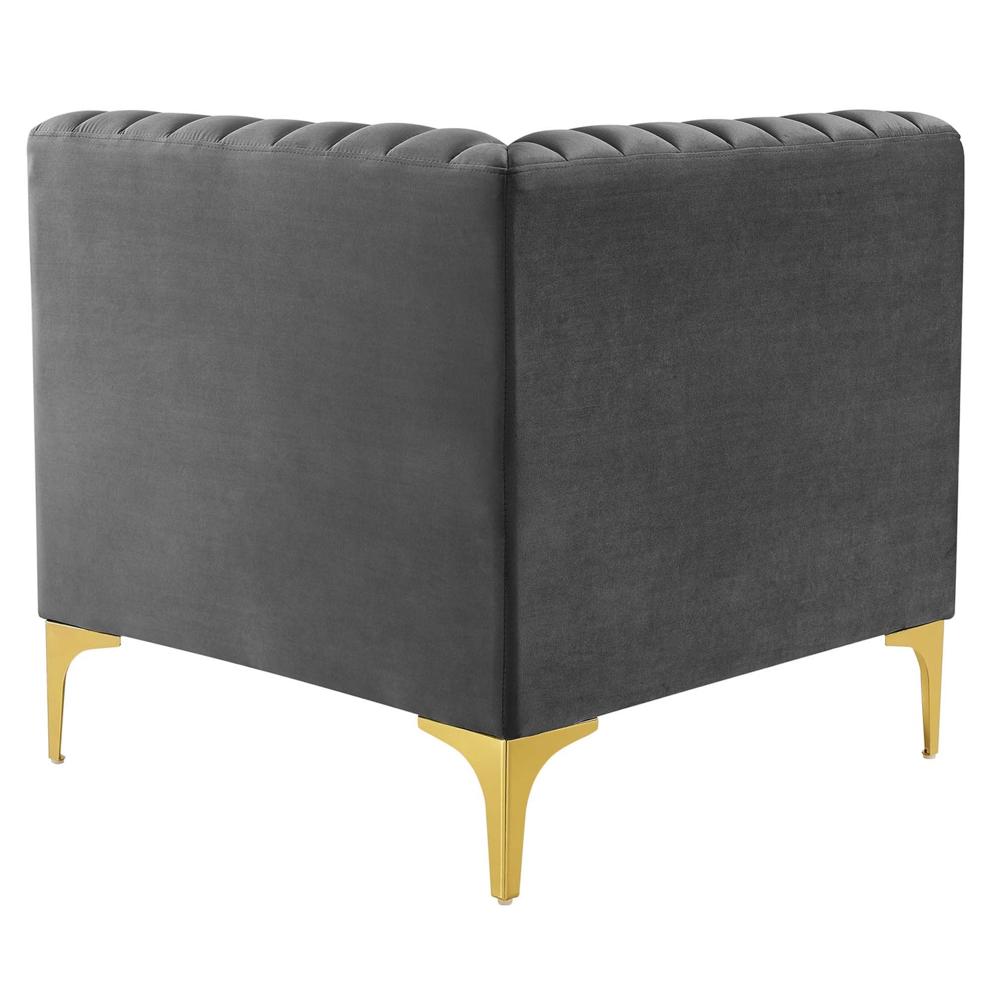Triumph Channel Tufted Performance Velvet Sectional Sofa Corner Chair by Furniture for America