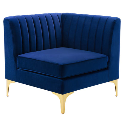 Triumph Channel Tufted Performance Velvet Sectional Sofa Corner Chair by Furniture for America